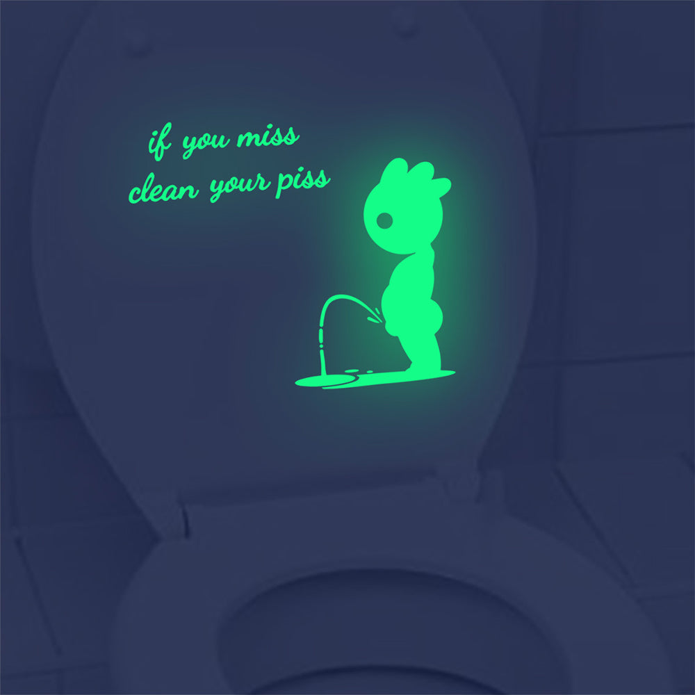 Luminous Villain Toilet Stickers Glow in The Dark Bathroom Wall Art Sign Decor