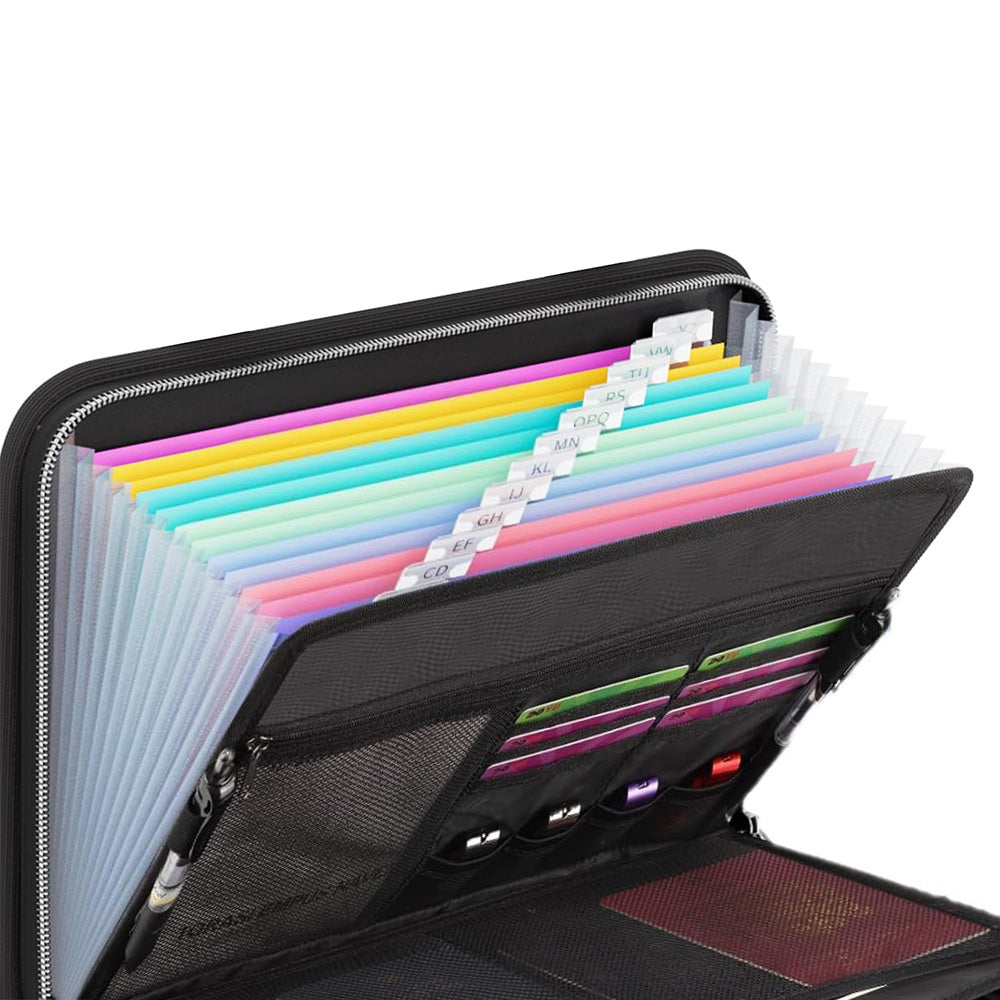 Accordion File Organizer with 13 Pocket Transparent Expanding Folder and Handle