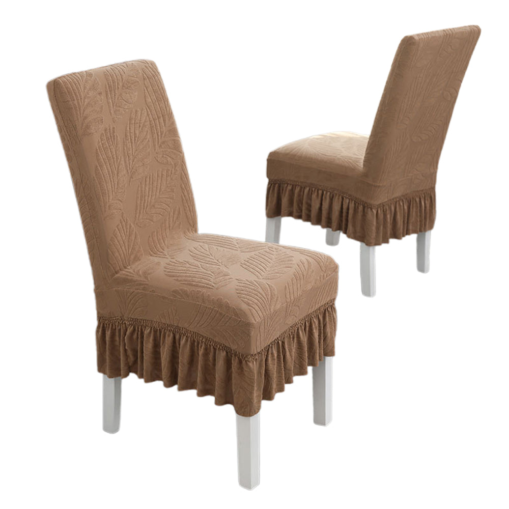 2Pcs Stretch Dining Chair Covers with Ruffled Skirt Stain and Wrinkle Resistant Fabric