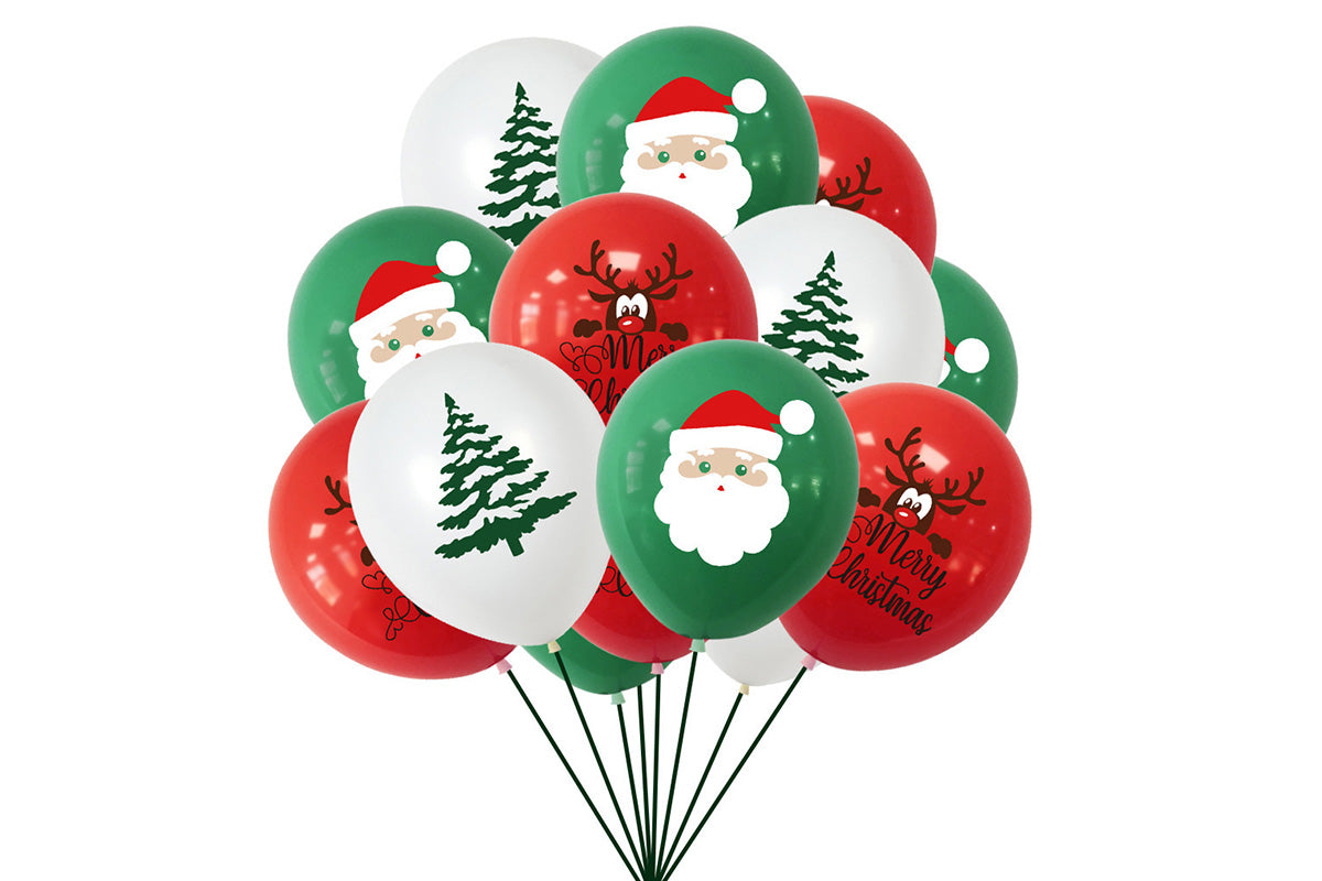 30Pcs Christmas Latex Balloons Santa Tree Party Decorations