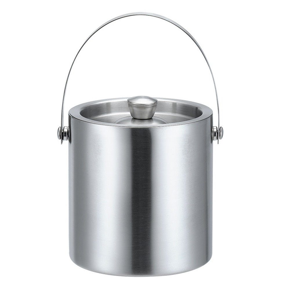 2L Ice Bucket with Tong and Lid Insulated Double Walled Stainless Steel Cooler with Strainer