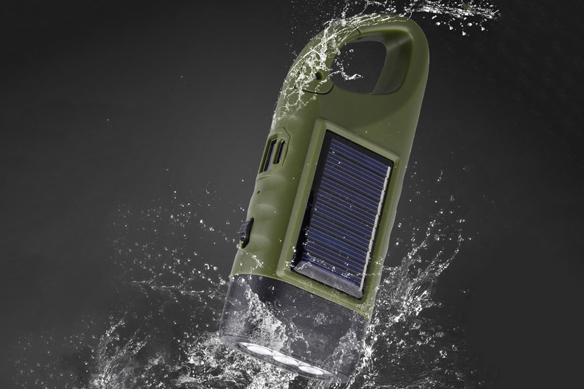 Hand Crank Solar Powered Flashlight Emergency Rechargeable LED Flashlight