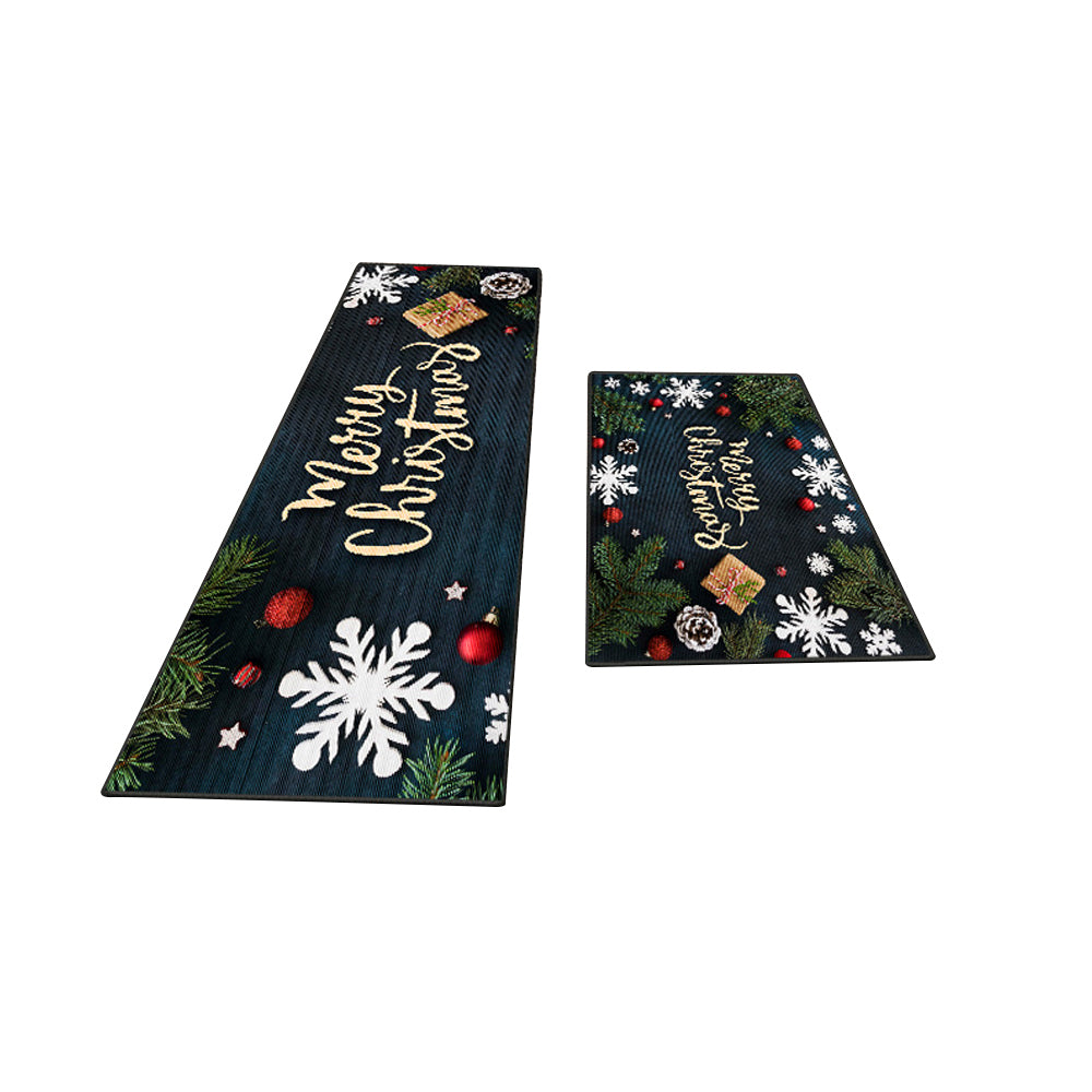 2Pcs Christmas Kitchen Washable Rectangular Floor Mat