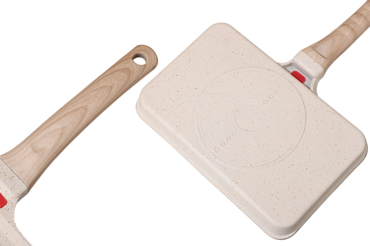 2-Section Grill Pan Dual Zone Non-Stick Grill Pan Frying Pan for Gas and Induction Stoves