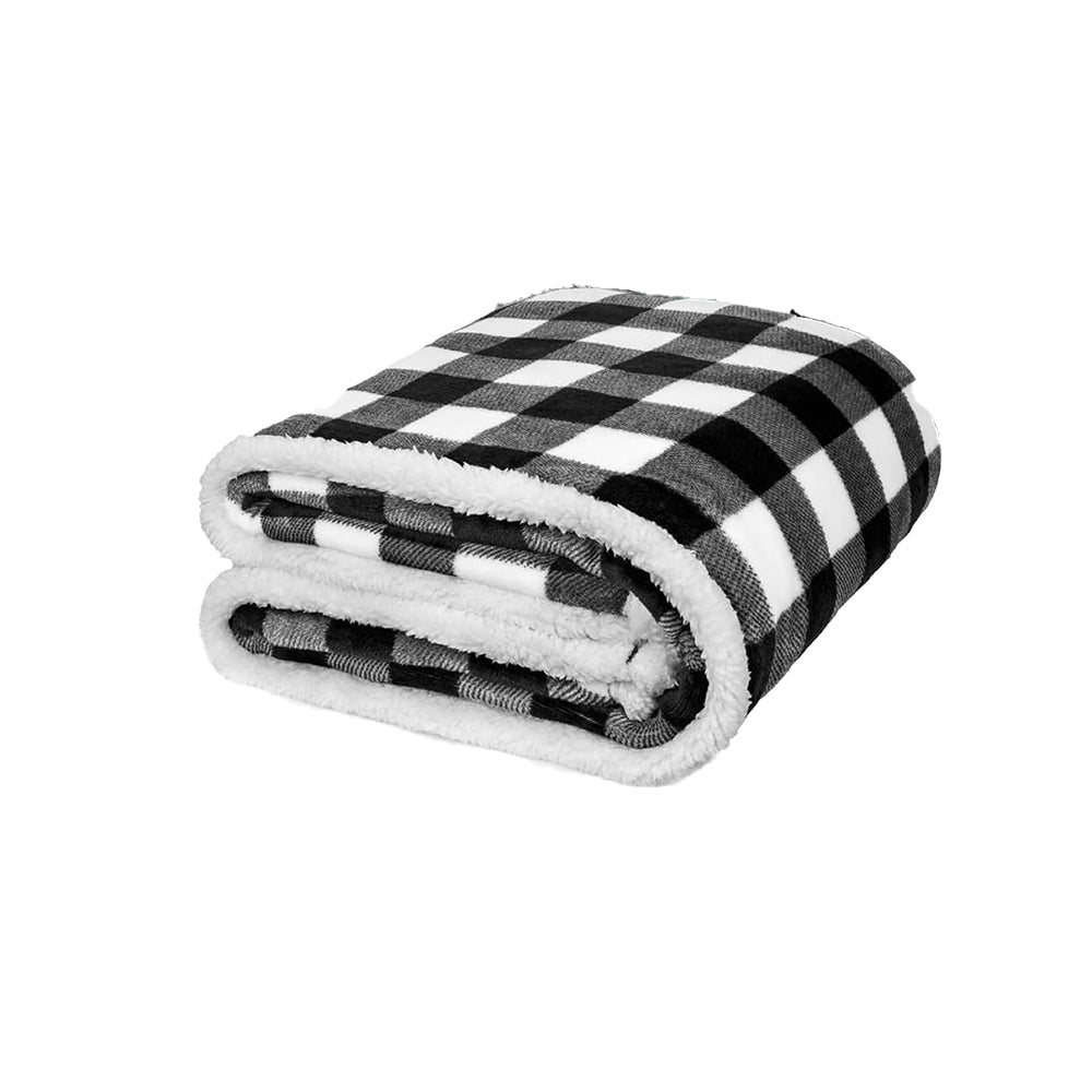 125X145cm Reversible Plush Sherpa Fleece Throw Blanket