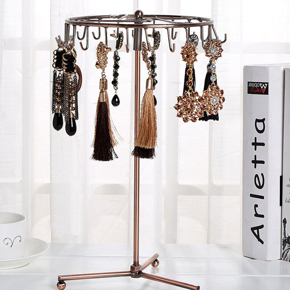 Jewelry Rotating Ring Necklace Display Rack with 23 Hooks