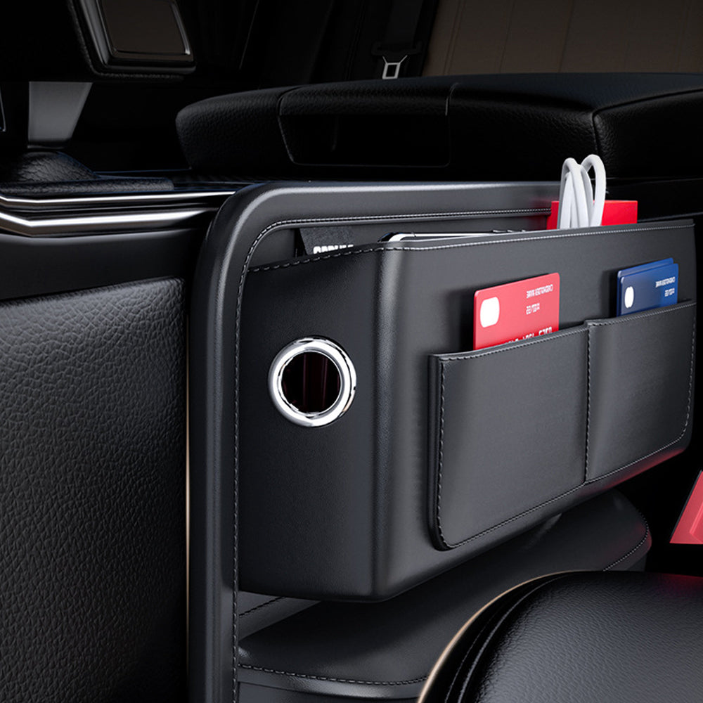 2Pcs Car Seat Gap Filler Leather Phone Holder Side Organizer