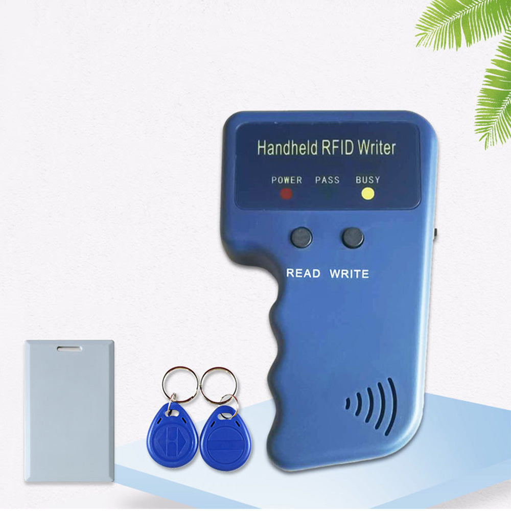 125KHz RFID Card Copier Duplicator Handheld ID Cloner with 5 Key Fobs and 5 White Cards