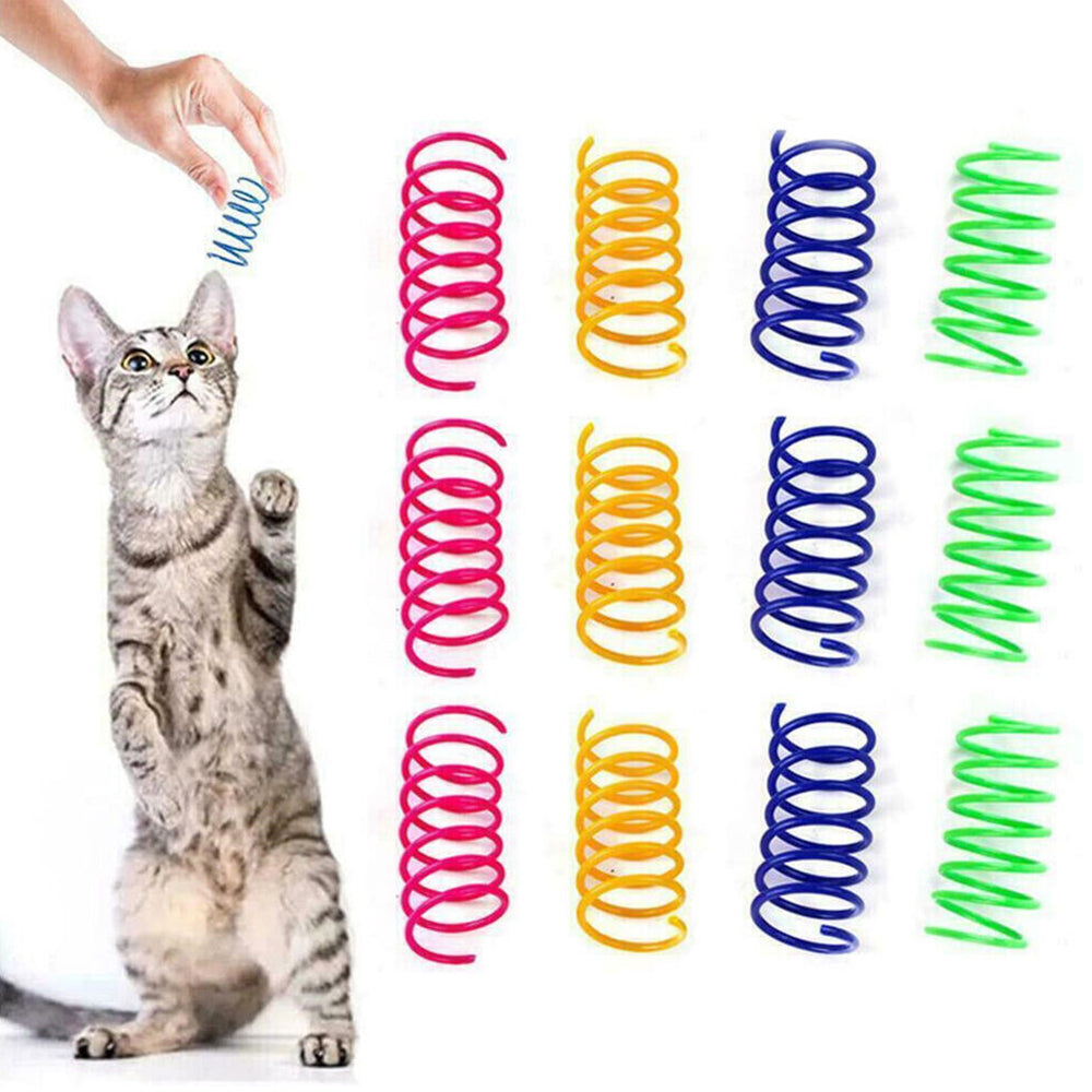 40Pcs Cat Kitten Spring Bouncy Toy Plastic Training Toys Colorful Coil Teasing Playing Cat Toy
