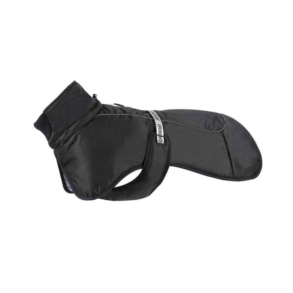 Waterproof Dog Jacket Winter Coat with Buckle and Reflective Strips-Black