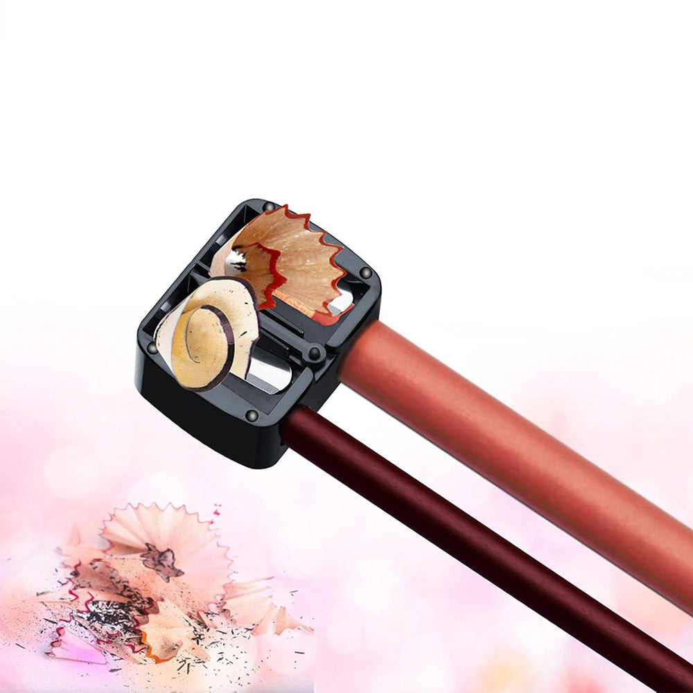 4 Pcs Dual-Hole Makeup Pencil Sharpeners with Clear Caps