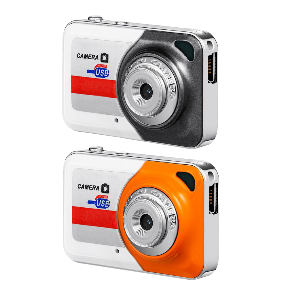 2Pcs 130W Pixels Mini Digital Camera with 32G Memory Card-Orange+Grey