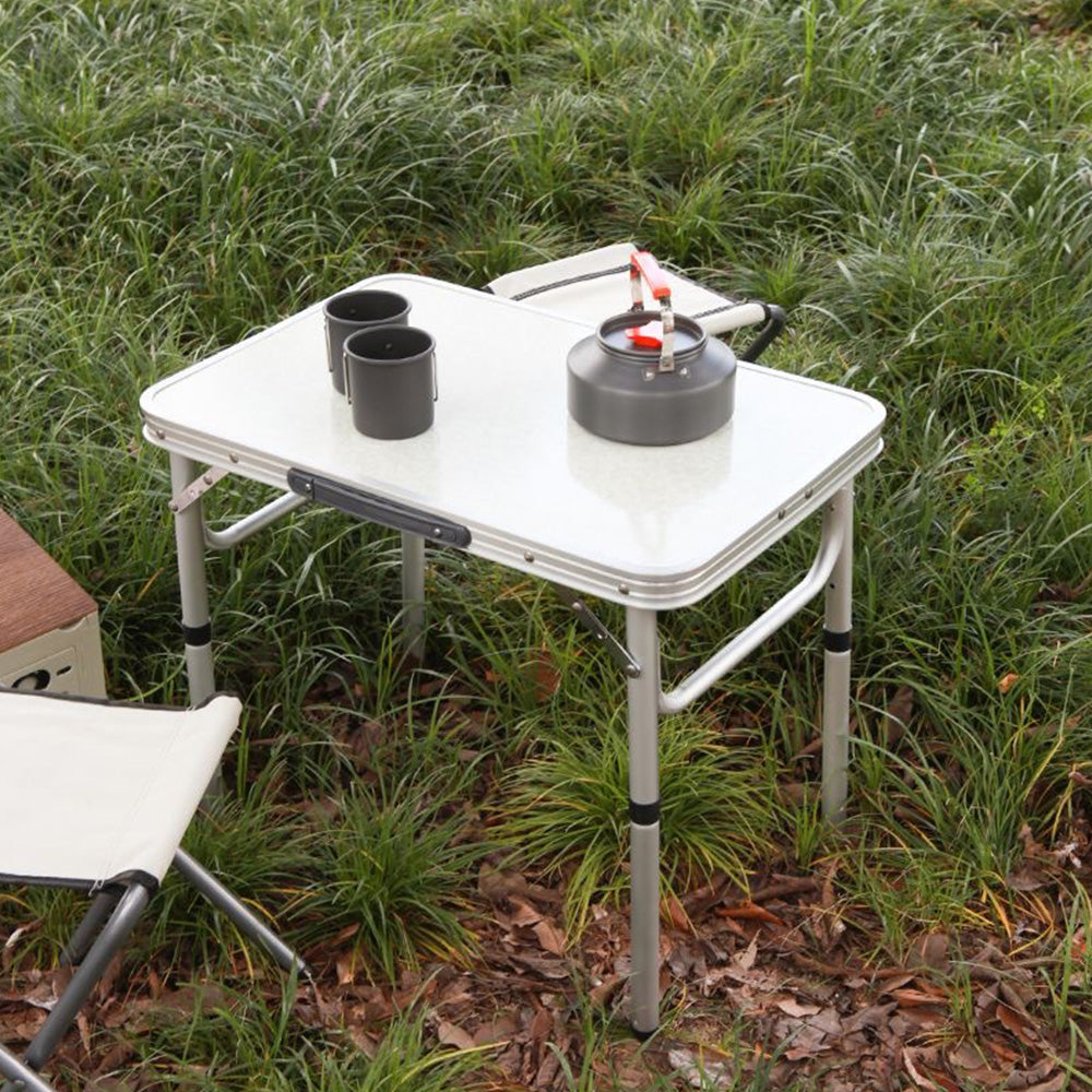 60x45cm Foldable Aluminum Camping Table with Adjustable Height and Handle