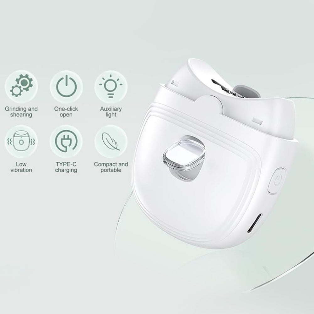 2Pcs Electric Fingernail Clipper with Light USB Rechargeable