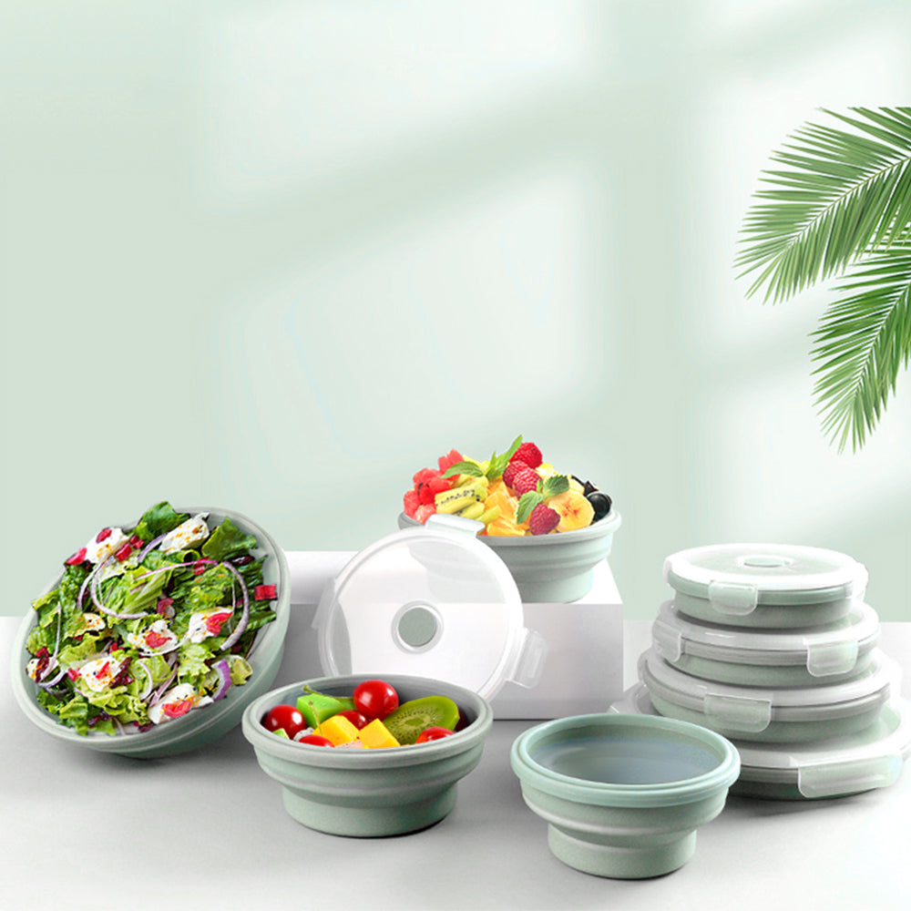 4Pcs Collapsible Food Storage Containers with Lid Microwave Freezer Security