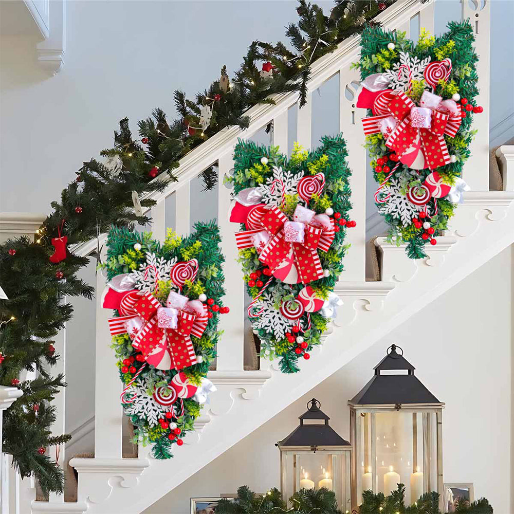 25x6x50cm Christmas Wreath Candy Cane Ornament Hanging Xmas Door Wall Decor