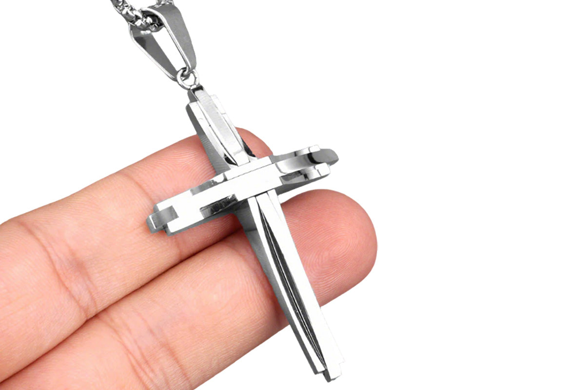 Crucifix Pendant Necklace Titanium Steel Unisex Chain