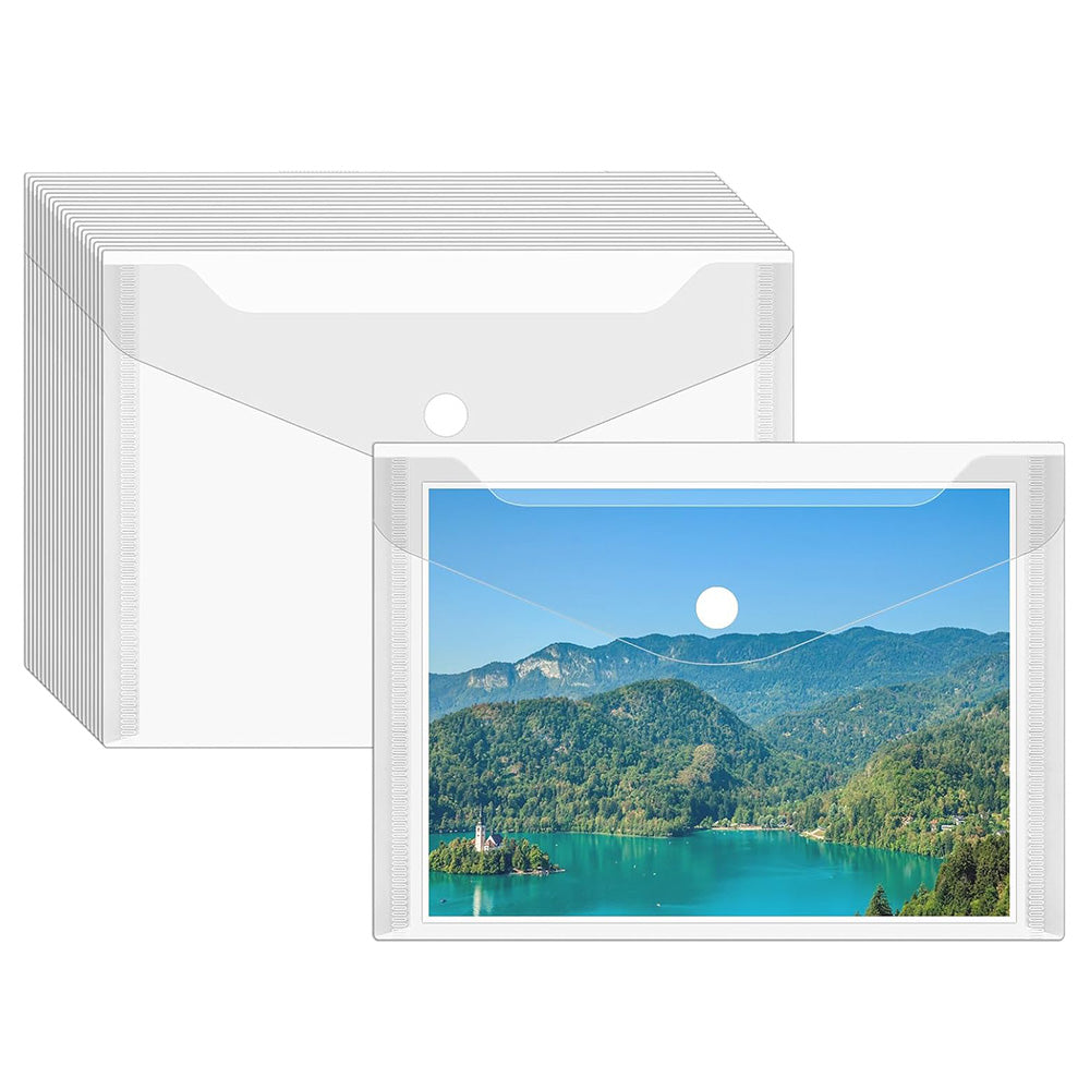 20Pcs Clear Horizontal Snap File Bags in C6 A5 A4 Sizes for Office