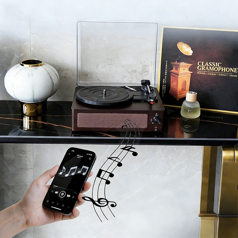 Portable Retro Bluetooth Vintage Vinyl Record Player with Speakers