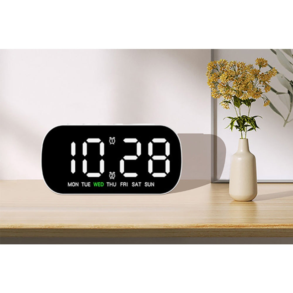 Electric Digital Alarm Clock LED Display Battery Backup Snooze Dual Alarm Clock