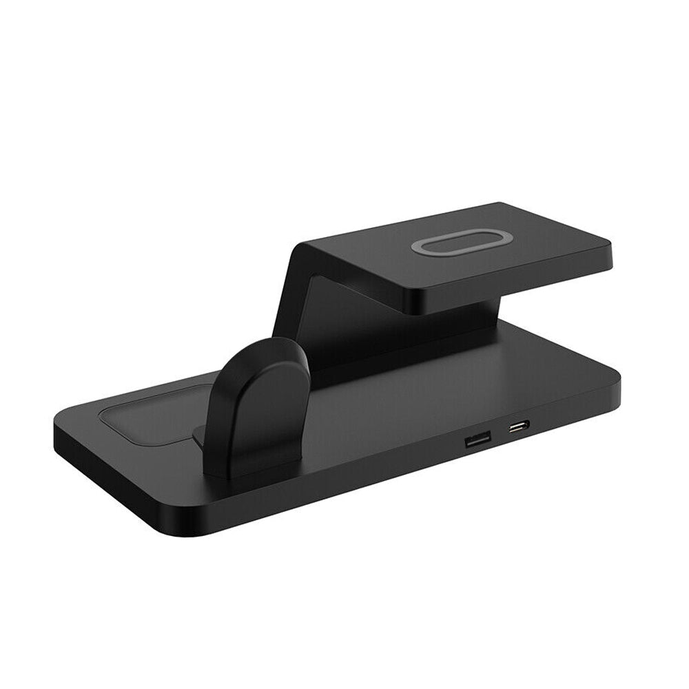 5 in 1 USB Plug Wireless Charging Station with Clock for Phone Watch