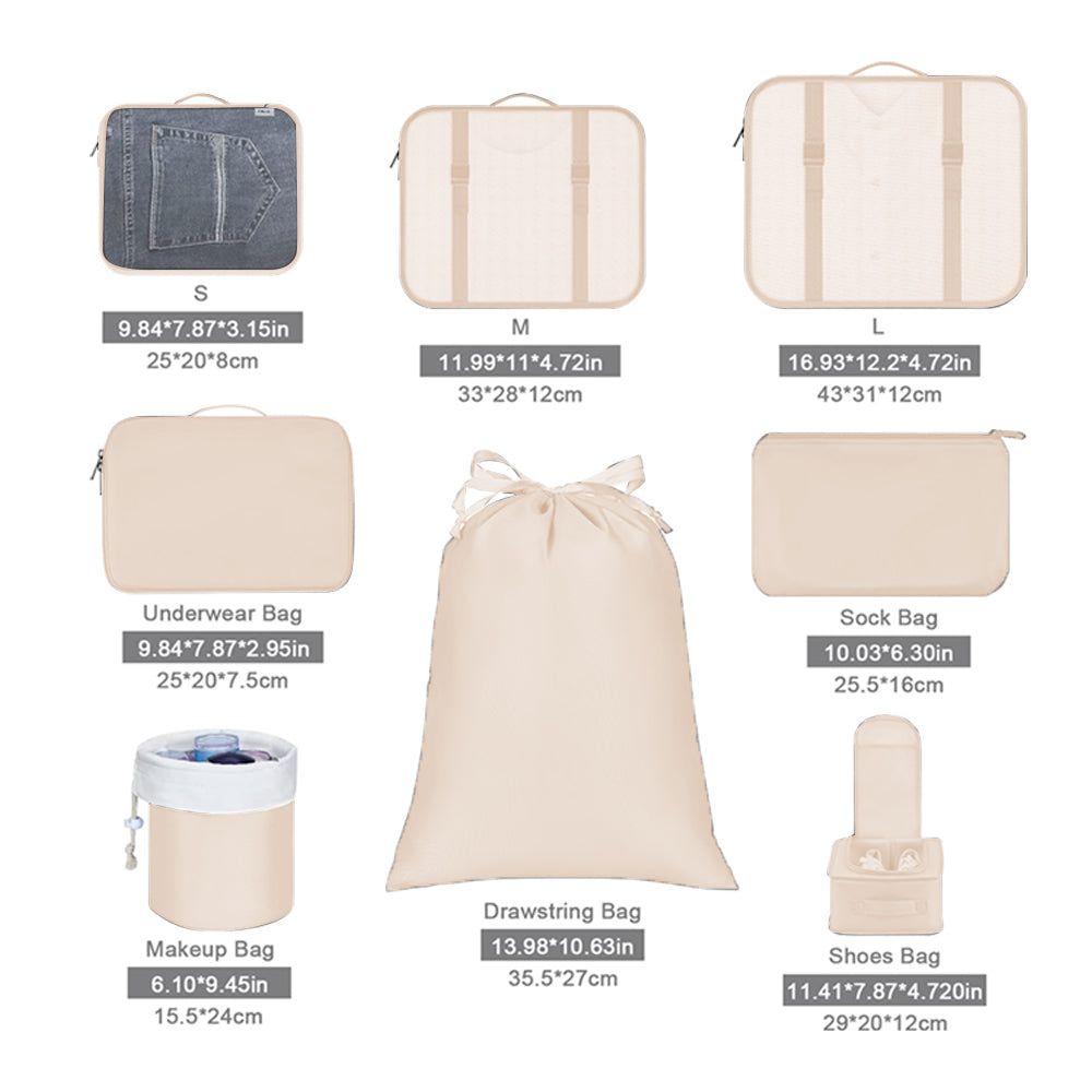 8Pcs Packing Cubes for Travel Lightweight Luggage Organizers
