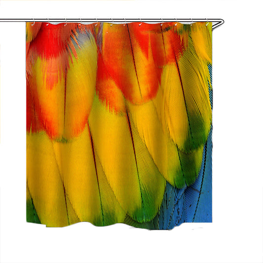 180X180CM Colorful Feathers Polyester Shower Curtain-Yellow
