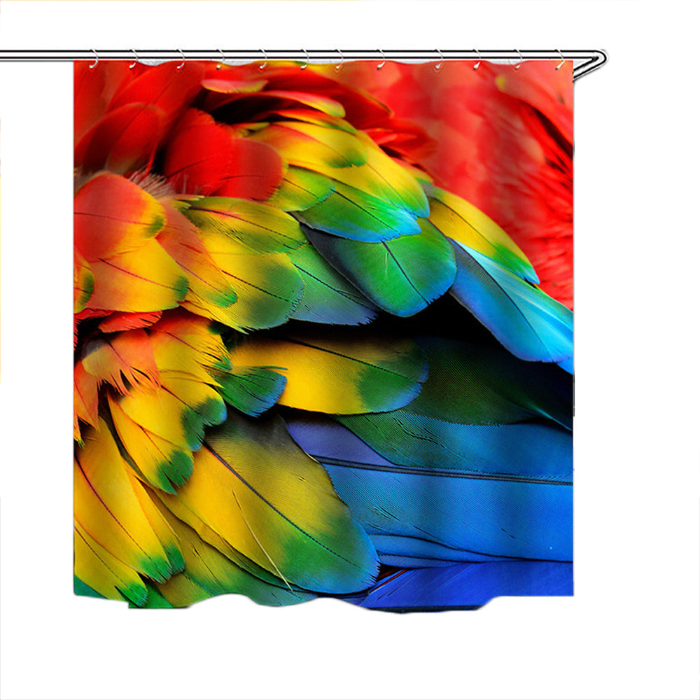 180X180CM Colorful Feathers Polyester Shower Curtain-Multi Colour