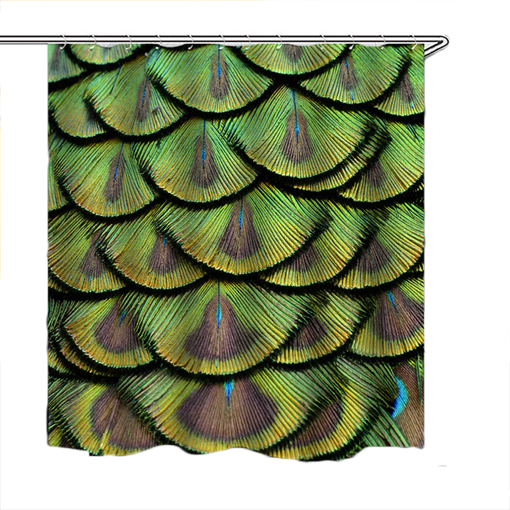 180X180CM Colorful Feathers Polyester Shower Curtain-Green