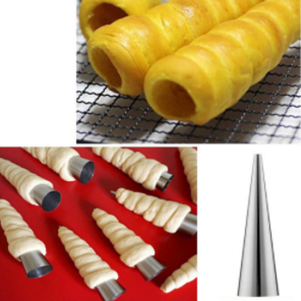 10- Pack Steel Pastry Cream Horn Moulds Large Baking Conical Tube Cones