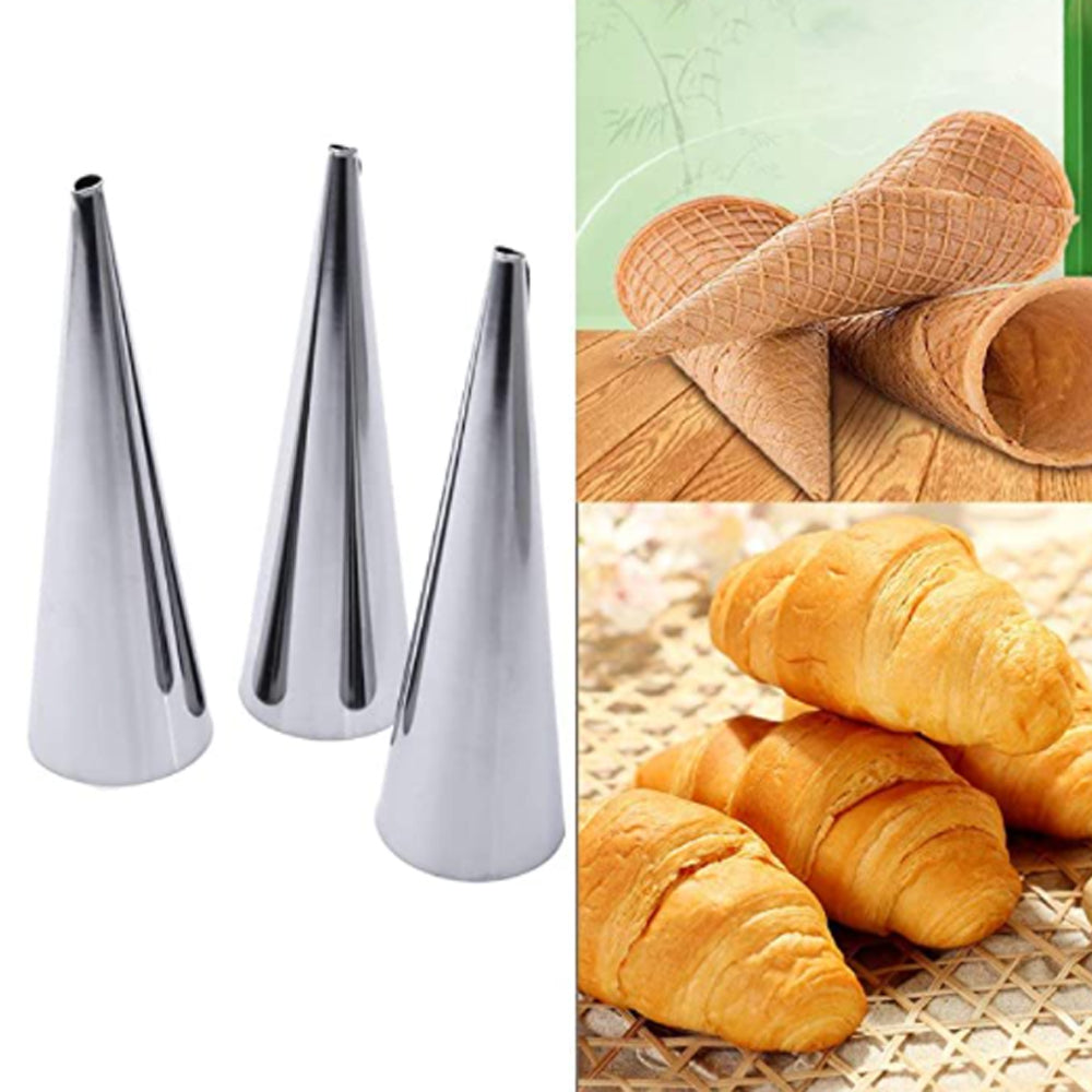 10- Pack Steel Pastry Cream Horn Moulds Large Baking Conical Tube Cones