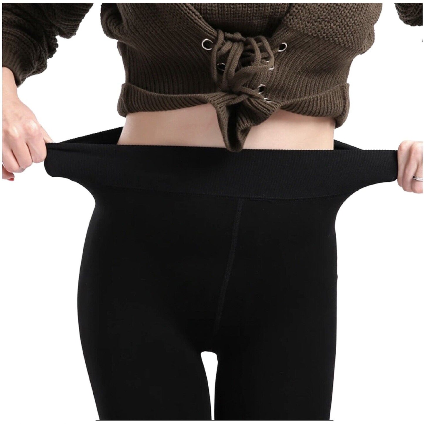 Solid Color Womens Winter Warm Plush Lined Leggings Thick Thermal Skinny Pants
