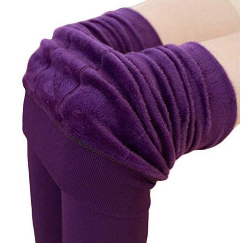 Solid Color Womens Winter Warm Plush Lined Leggings Thick Thermal Skinny Pants