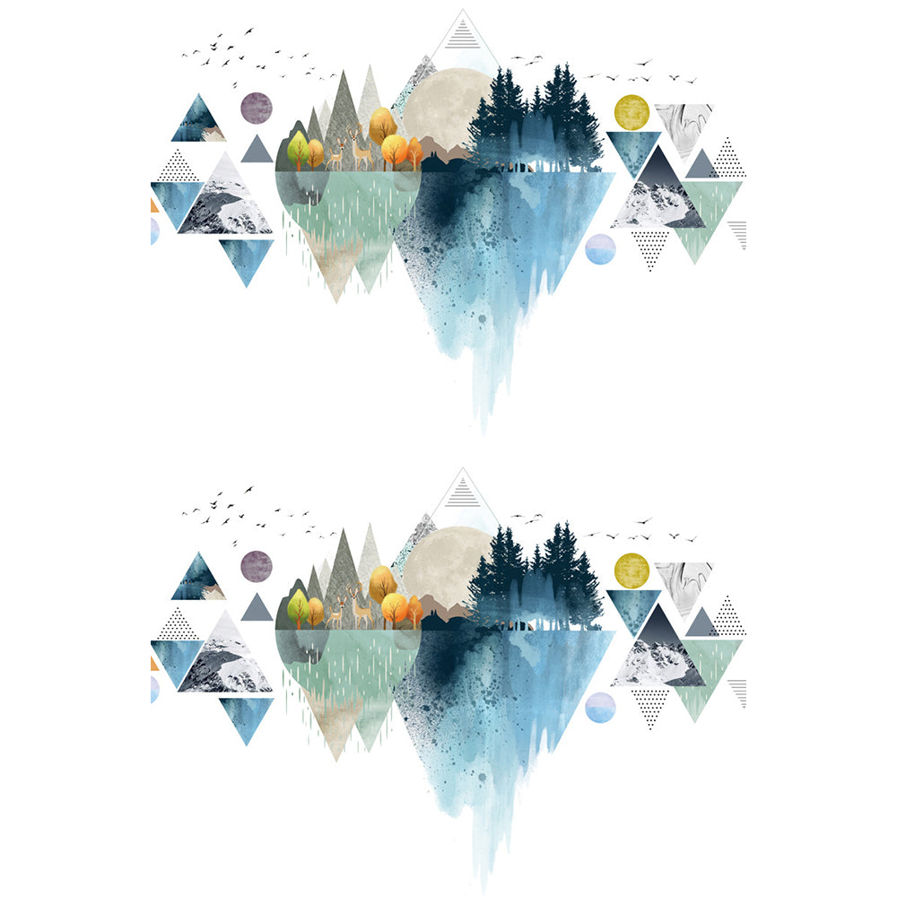 2Pcs Geometric Forest Animals Mountain Wall Sticker Decor Decal Mural