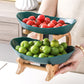 2-Tier Plastic Fruit Plate Wooden Frame