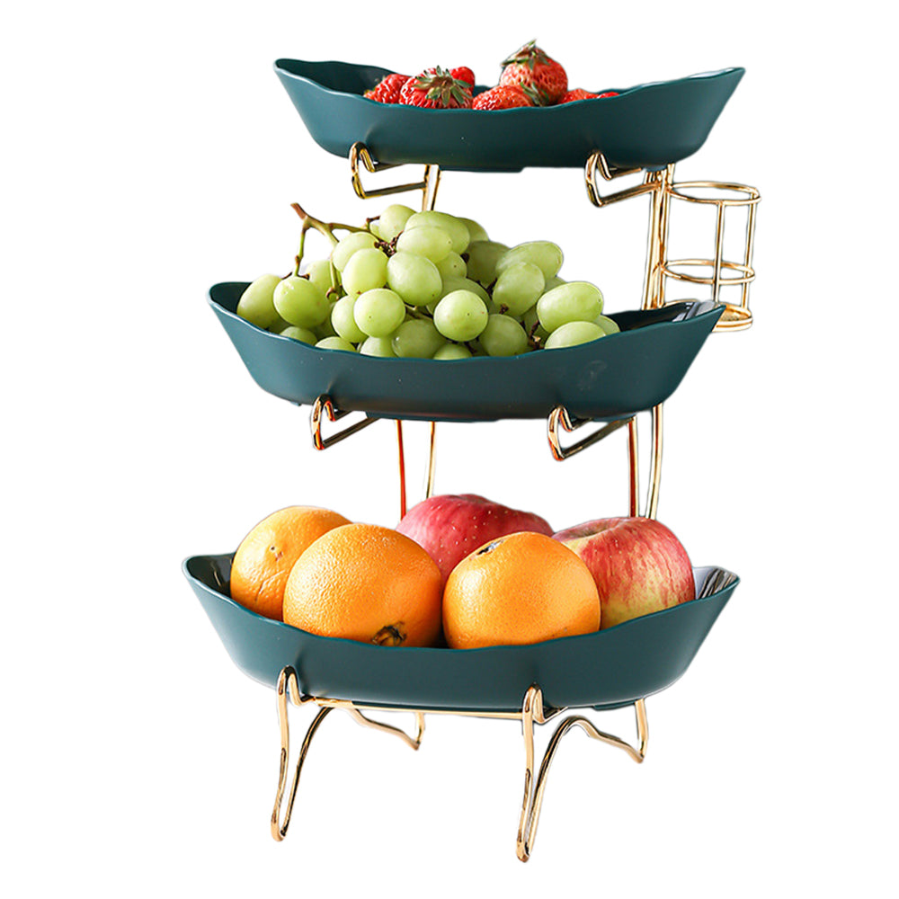 3-Tier Plastic Fruit Plate Wooden Frame