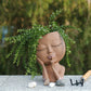 Face Planters Pots Unique Face Flower Pot Resin Head Planter with Drainage Hole