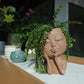 Face Planters Pots Unique Face Flower Pot Resin Head Planter with Drainage Hole