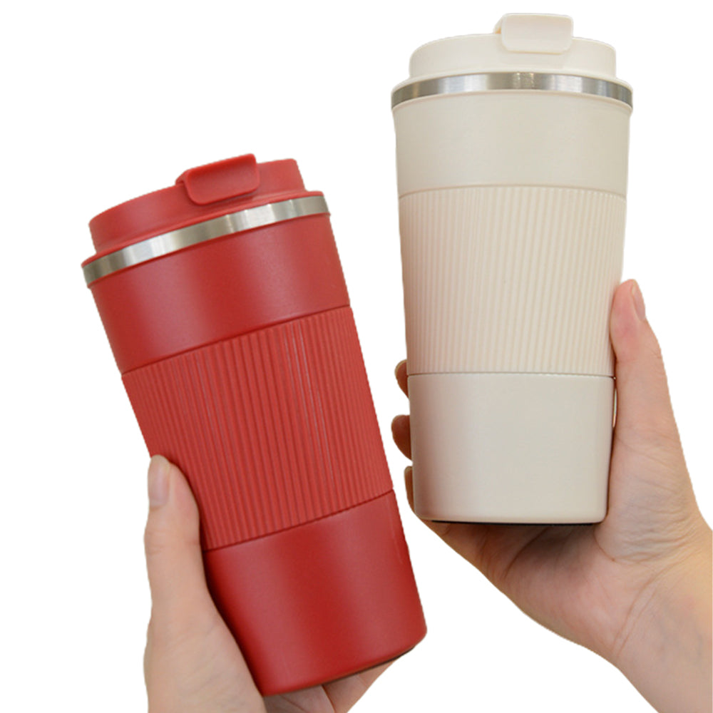 Insulated Stainless Steel Vacuum Double Wall Coffee Tumbler with Screw Lid-Red