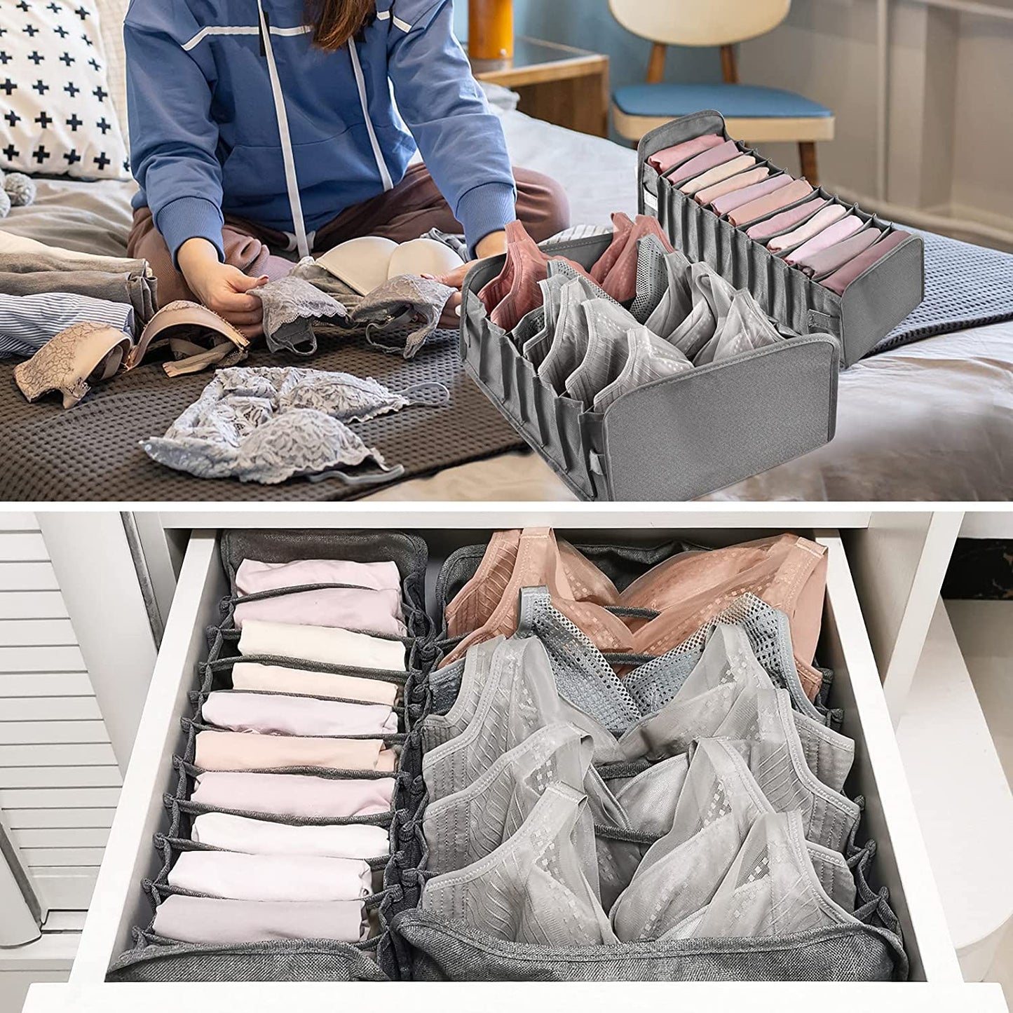 3Pcs Set Foldable Underwear Sock Organizer Drawer Closet Underwear Divider