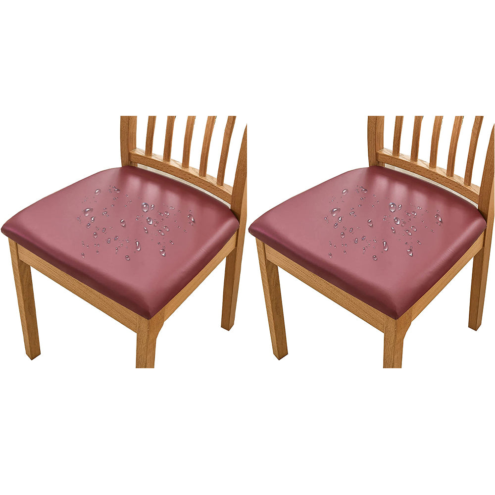 2-Pack Chair Cover Waterproof PU Leather Chair Cover Stretch Dining Seat Slipcover
