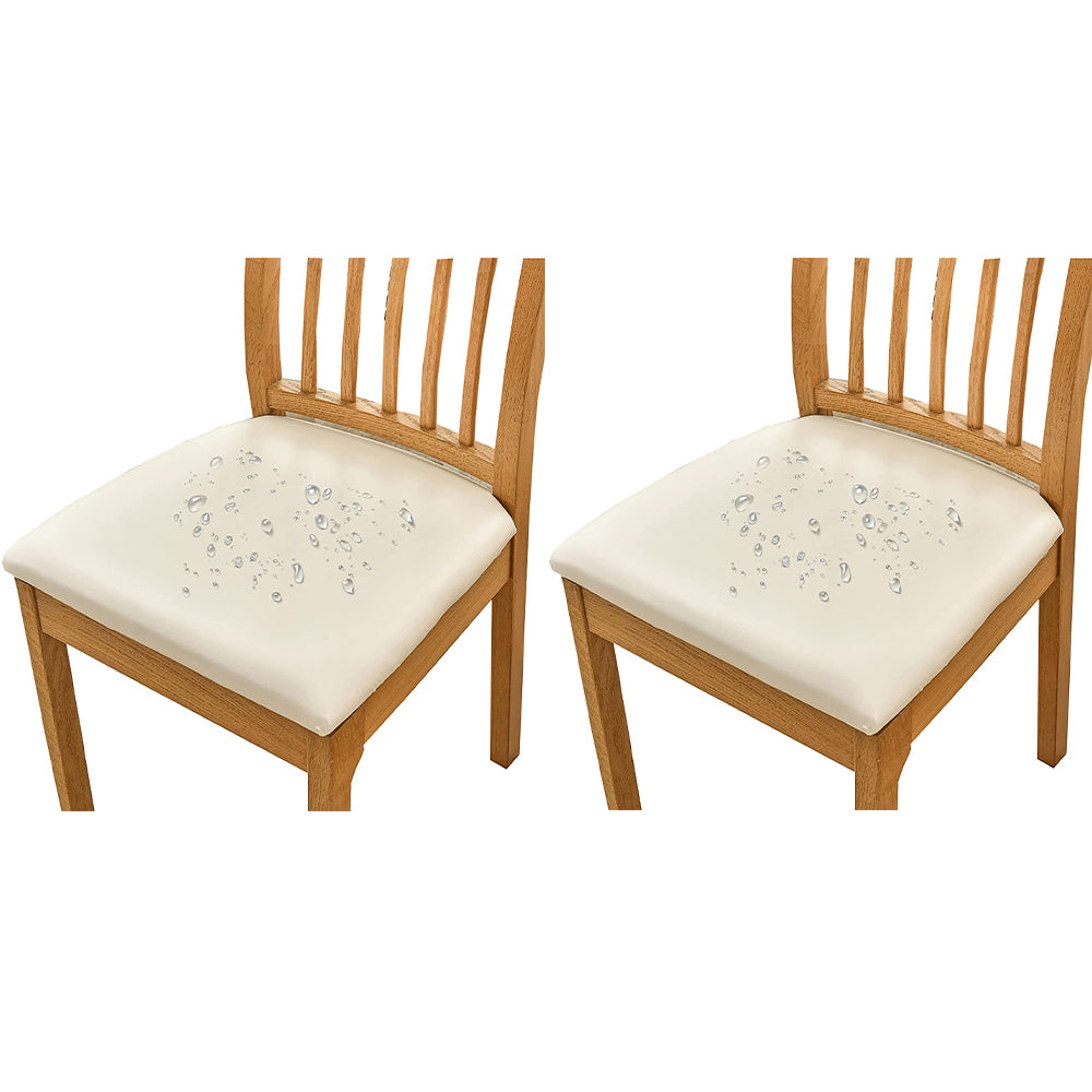 2-Pack Chair Cover Waterproof PU Leather Chair Cover Stretch Dining Seat Slipcover