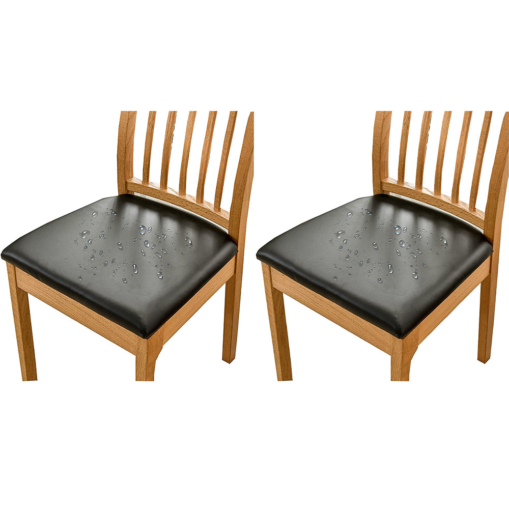 2-Pack Chair Cover Waterproof PU Leather Chair Cover Stretch Dining Seat Slipcover