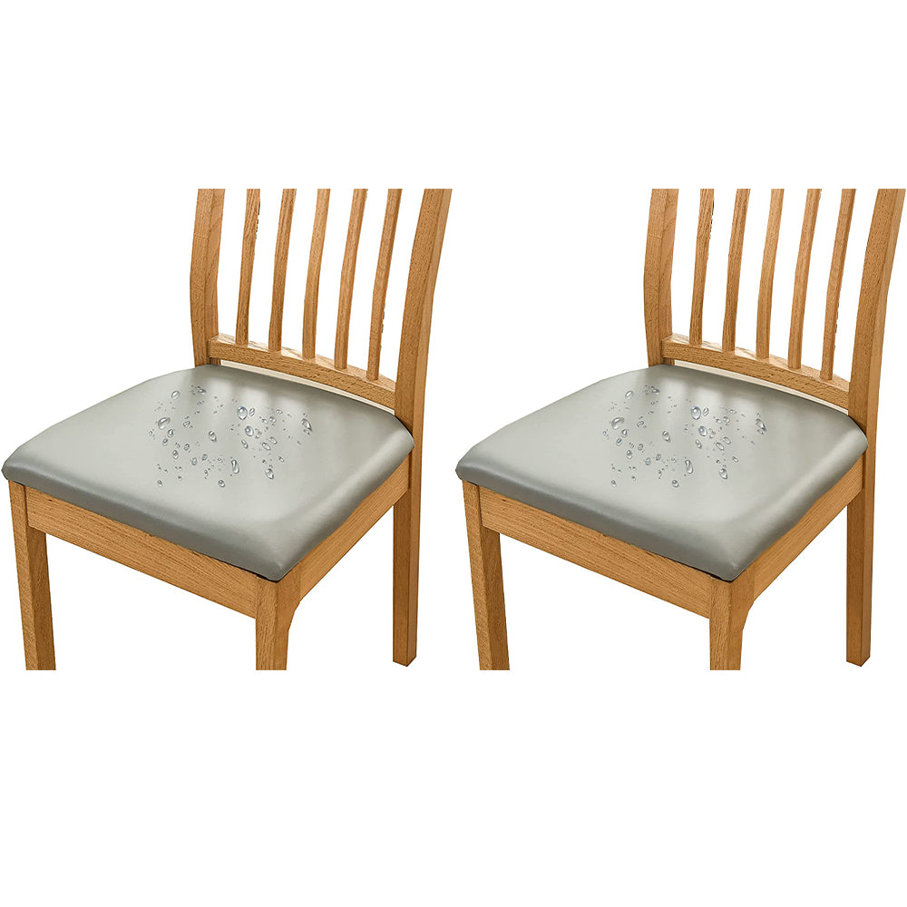 2-Pack Chair Cover Waterproof PU Leather Chair Cover Stretch Dining Seat Slipcover