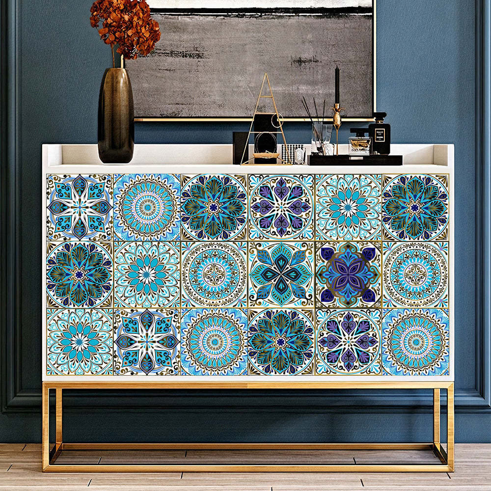 10pcs Moroccan Style Tile Wall Stickers-Blue