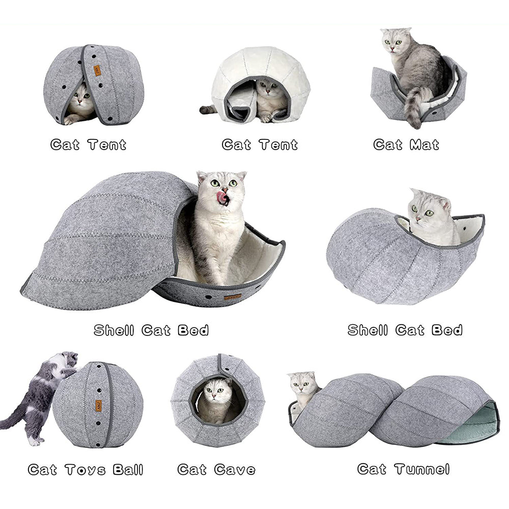 Pet Foldable Tunnel Tube Condos Shell Cat Bed House Indoor