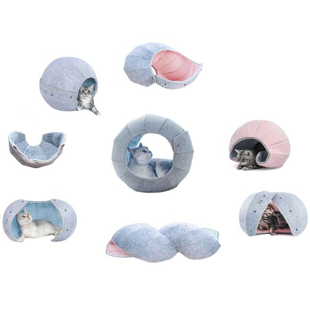 Pet Foldable Tunnel Tube Condos Shell Cat Bed House Indoor