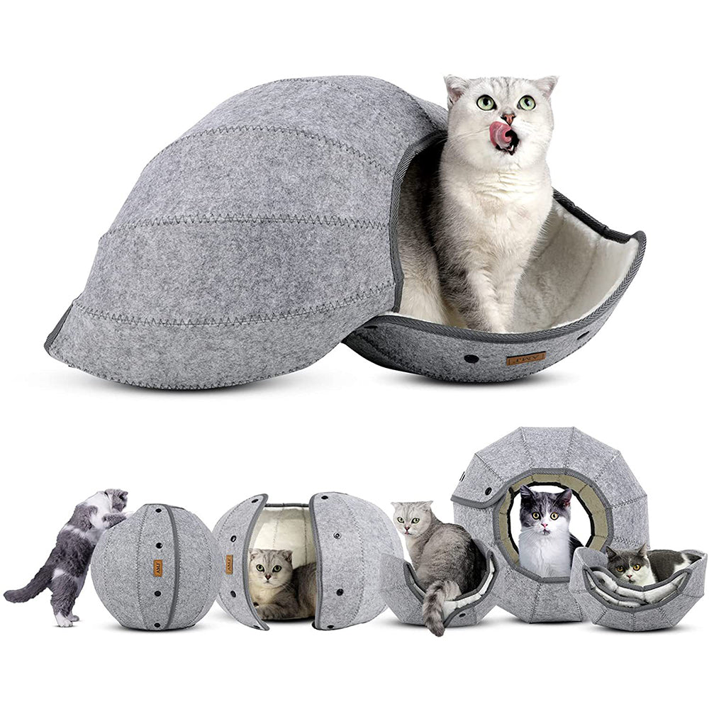 Pet Foldable Tunnel Tube Condos Shell Cat Bed House Indoor