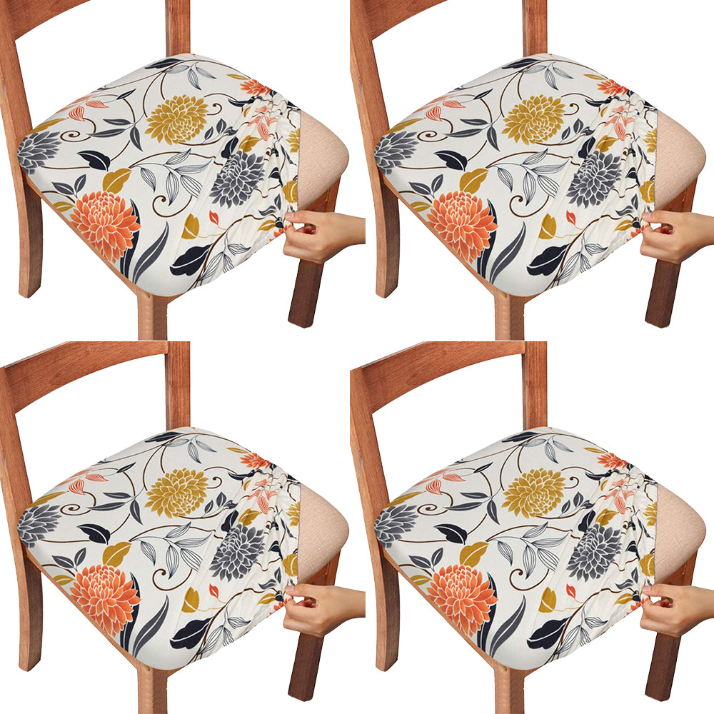 4Pcs Stretch Printed Chair Covers-Poppy