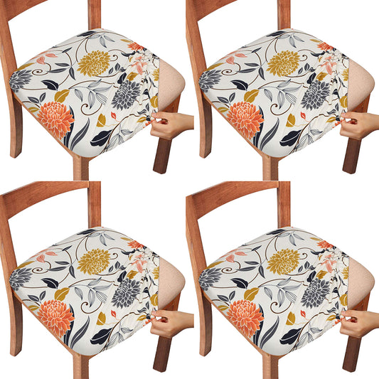 4Pcs Stretch Printed Chair Covers-Poppy